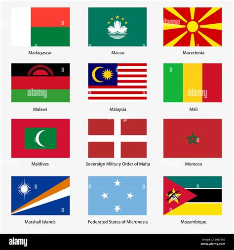 Set Flags of world sovereign states. Vector illustration. Set number 10 ...