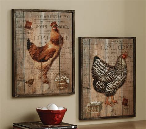 Rustic Rooster And Hen French Country Wall Decor Set | Country kitchen wall decor, Rooster ...