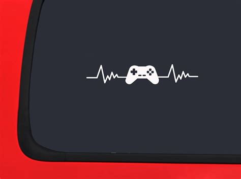 Car Sticker Controller Lifeline Heartbeat Videogames Gamer Funny Car Window Decal Sticker White ...