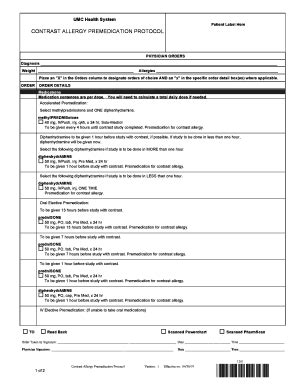 Fillable Online contrast allergy premedication protocol - UMC Health System Fax Email Print ...