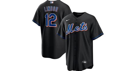 Nike New York Mets Francisco Lindor #12 Black Cool Base Alternate Jersey for Men - Lyst