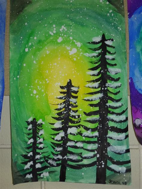 Mrs. Werner's Art Room: 4th grade Winter Paintings | Winter art ...