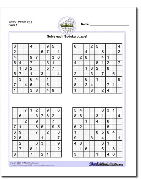 Printable Sudoku Puzzles 4 Per Page | Printable Crossword Puzzles