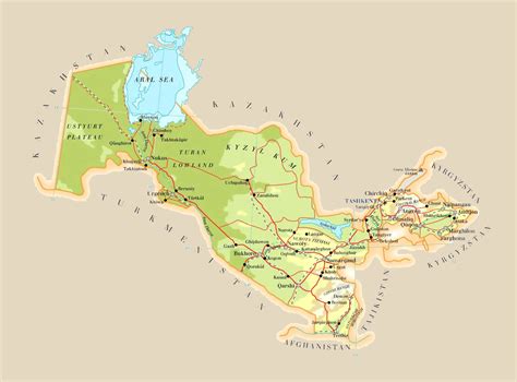 Maps of Uzbekistan | Detailed map of Uzbekistan in English | Tourist map of Uzbekistan | Road ...