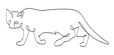 Premium Vector | Contour drawing of a crouching cat