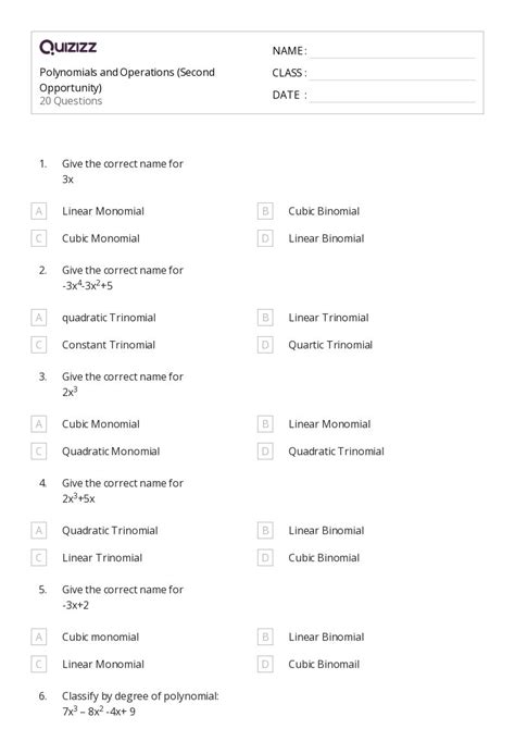 50+ binomial theorem worksheets for 8th Year on Quizizz | Free & Printable