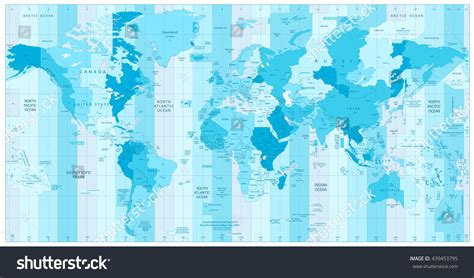 World Map Standard Time Zones Colors Stock Vector (Royalty Free ...