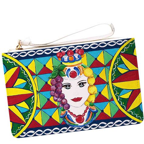 Testa Di Moro Clutch Bag Purse Pochette - Sicily Moorish Head Motif ...