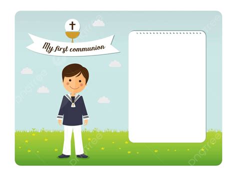 Blue Sky Background First Communion Invitation For Children Vector ...