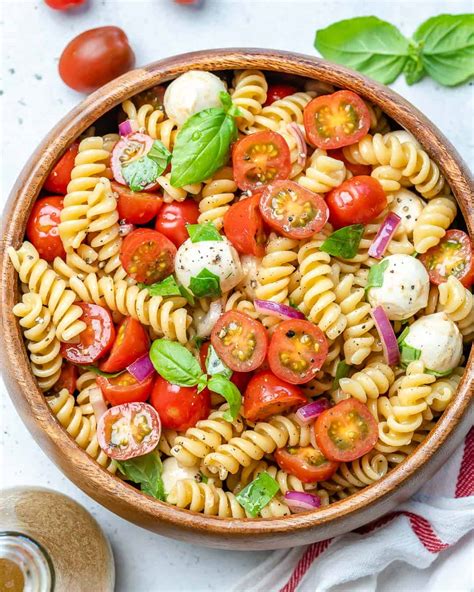 Easy Caprese Pasta Salad Recipe | Healthy Fitness Meals