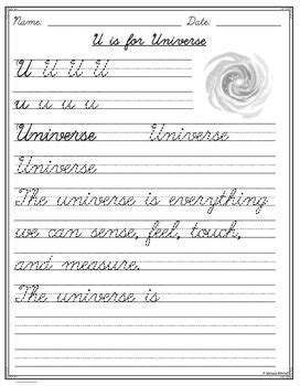 Science Cursive Handwriting Practice Worksheets | TPT