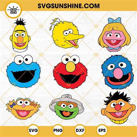 Monster Faces Sesame Street SVG Bundle, Cookie Monster SVG, Elmo SVG ...