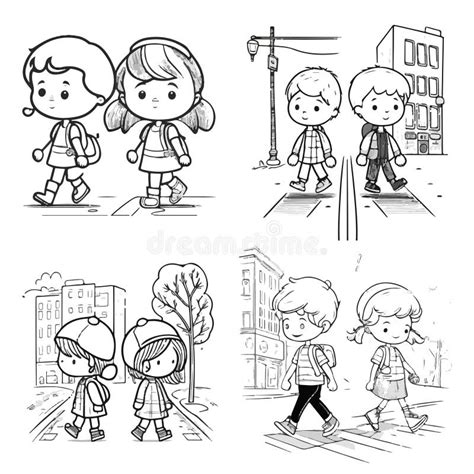 Students Walking To School Clipart Black And White