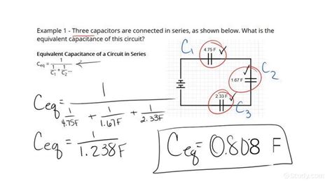 How to Calculate the Equivalent Capacitance of a Circuit in Series | Physics | Study.com