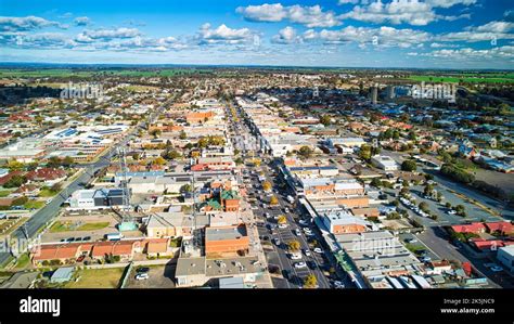 Aerial View of the Main Street of Yarrawonga Victoria Australia Stock Photo - Alamy