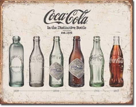 16" X 12 1/2" COCA-COLA COKE BOTTLE EVOLUTION OVER THE YEARS METAL SIGN NEW - Gettysburg ...