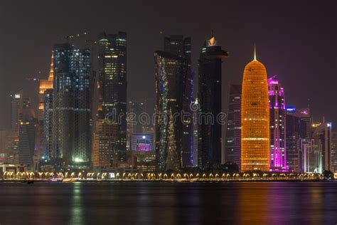 Panoramic Doha Sky Line Qatar Stock Image - Image of cityscape ...