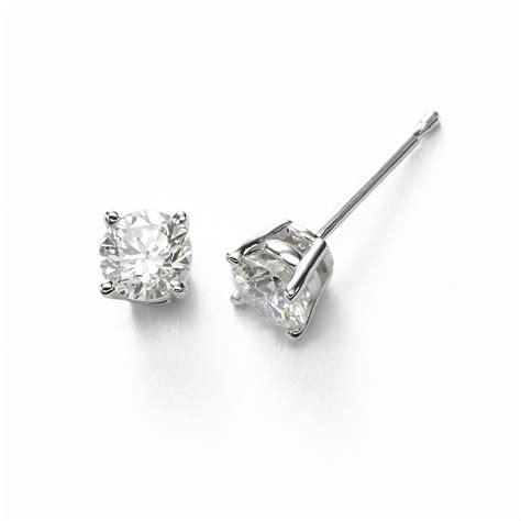 Diamond Stud Earrings, .30 Carat Total, H/I-SI2, 14K White Gold ...