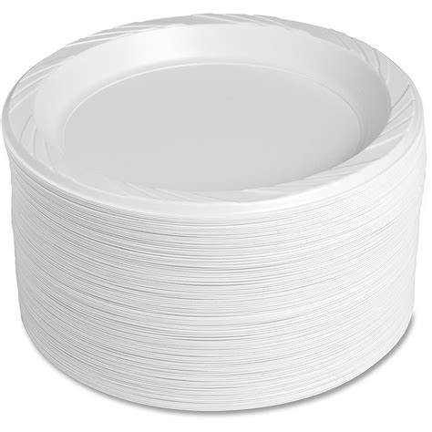 Genuine Joe Reusable Plastic Plates, White, 9", 125 pack, GJO10329 ...