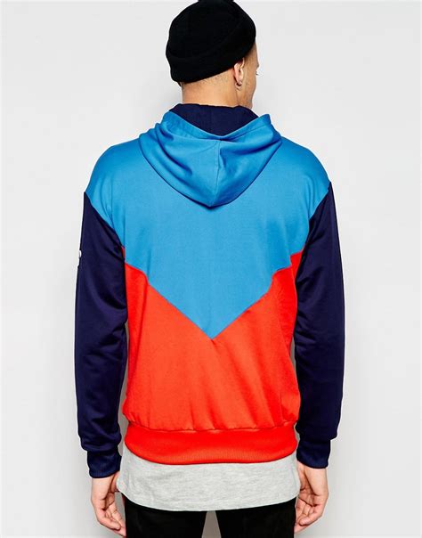 adidas Originals Synthetic Logo Hoodie With Panelling in Blue for Men - Lyst