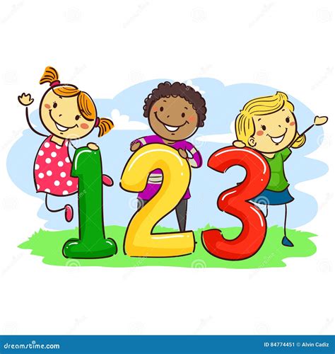 Stick Kids With 123 Cartoon Vector | CartoonDealer.com #84774451