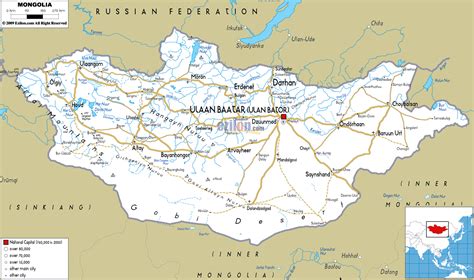 Large road map of Mongolia with cities and airports | Mongolia | Asia ...