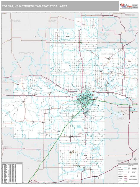 Topeka, KS Metro Area Wall Map Premium Style by MarketMAPS - MapSales