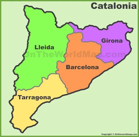 Catalonia provinces map - Ontheworldmap.com