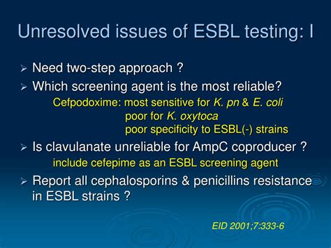 PPT - Optimal diagnosis & treatment of ESBL strains infection ...