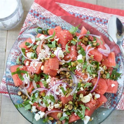 Watermelon Feta Salad with Basil - Aggie's Kitchen