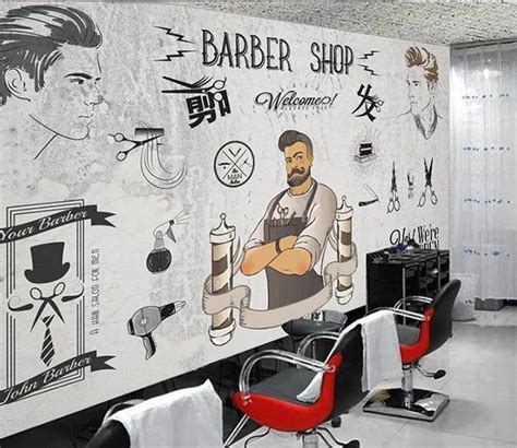 3D Barbershop 820 Wall Murals | AJ Wallpaper | Shop wallpaper, Barber ...