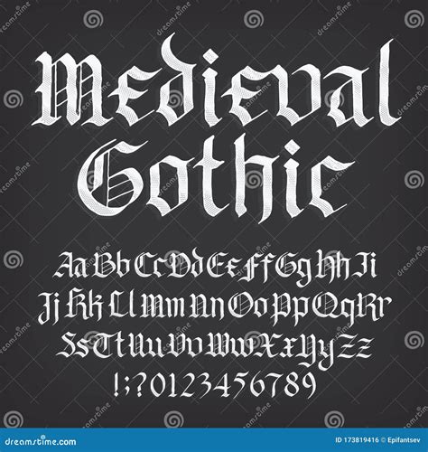 Medieval Gothic Alphabet Font. Old Uppercase and Lowercase Letters ...