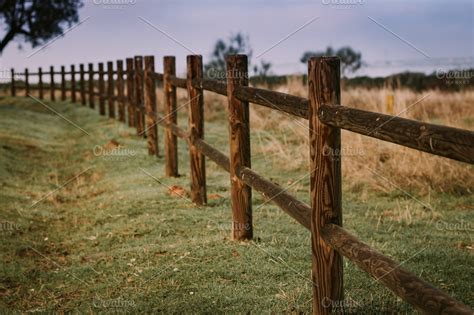 Long rustic wooden fence | High-Quality Nature Stock Photos ~ Creative Market