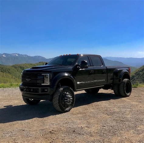 Heavy d's tow rig, 2017 Ford f 450 lifted blacked out power stroke diesel sunny day Dually ...