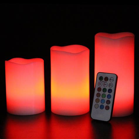 3 Colour Changing LED Flameless Wax Mood Candles with Timer and Remote Control | eBay