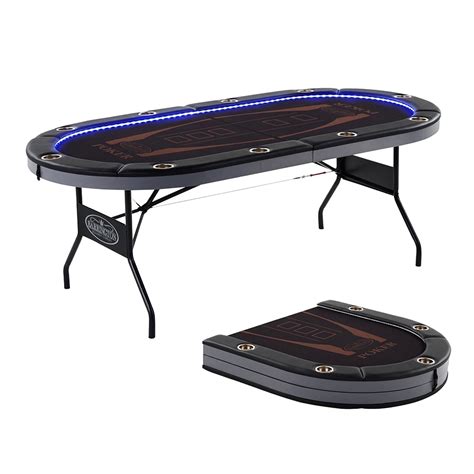 Barrington 10-Player Foldable Poker Table, Casino-Style with In-laid LED Lights and Felt Top ...