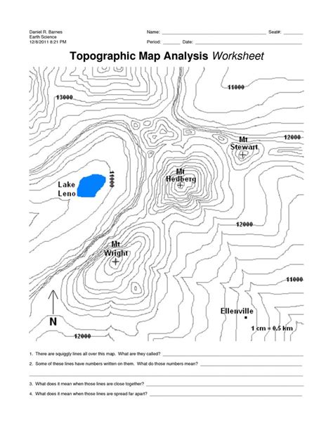 Topographic Map Worksheet #2 Answer Key