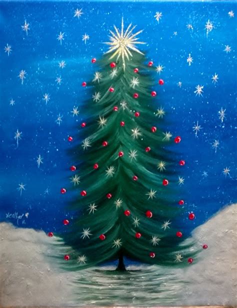 My Painting of" "The Lonely Christmas Tree | Christmas acrylic painting, Christmas paintings ...