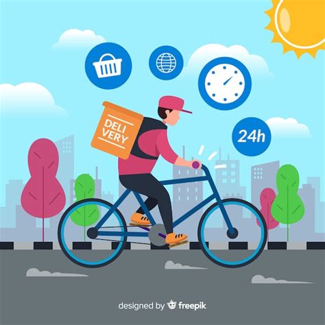 Free Vector | Bicycle delivery concept in hand drawn style