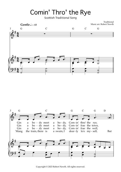 Comin' Thro' the Rye (Traditional Scottish Song) (arr. Robert Newth) Sheet Music | Traditional ...