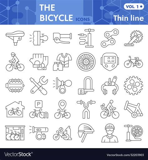 Bicycle thin line icon set bike symbols Royalty Free Vector