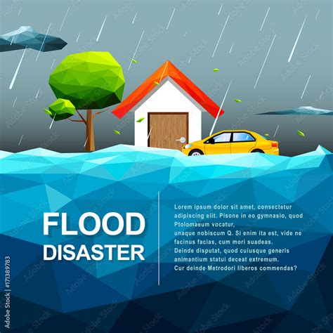 Polygonal water flood disaster concept -Vector Illustration Stock ...