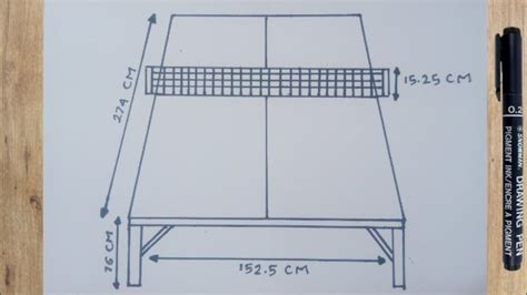 Cara menggambar lapangan tenis meja - ukuran lapangan tenis meja - YouTube