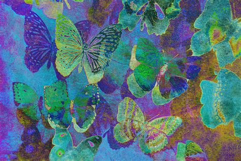 Butterfly Collage in Blue Digital Art by Ann Powell