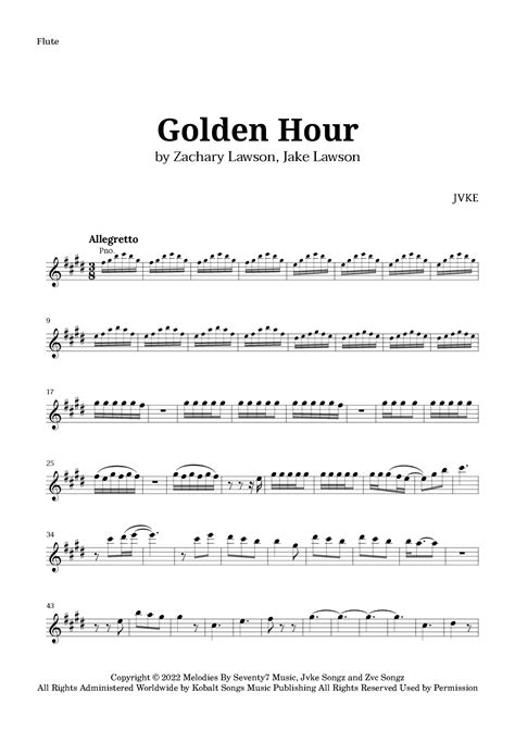 Golden Hour (arr. Langanho) Partituras | Jvke | Flauta solo