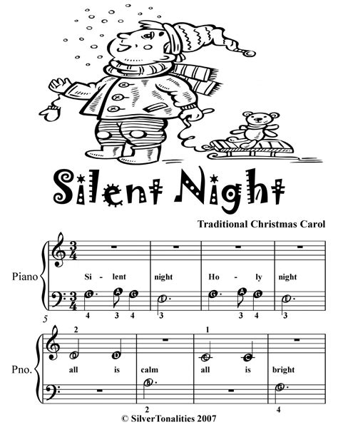 Silent Night Easy Beginner Piano Sheet Music