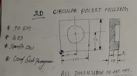 circular pocket milling program || how to Write a 2D pocket program in vmc machine - YouTube