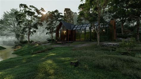 ArtStation - Greenhouse Cabin in the Forest