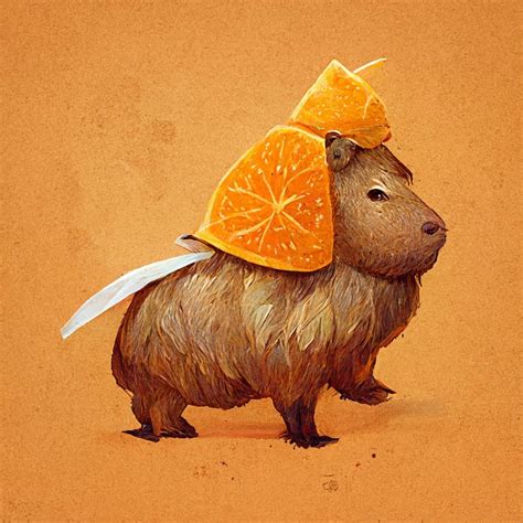 prompthunt: cute capybara with orange on its head, concept art, game ...