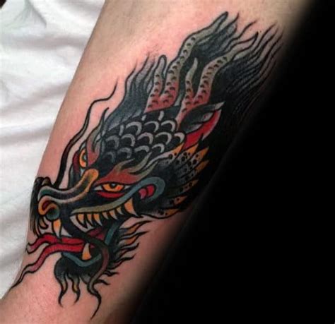 50 Traditional Dragon Tattoo Designs For Men - Retro Ideas